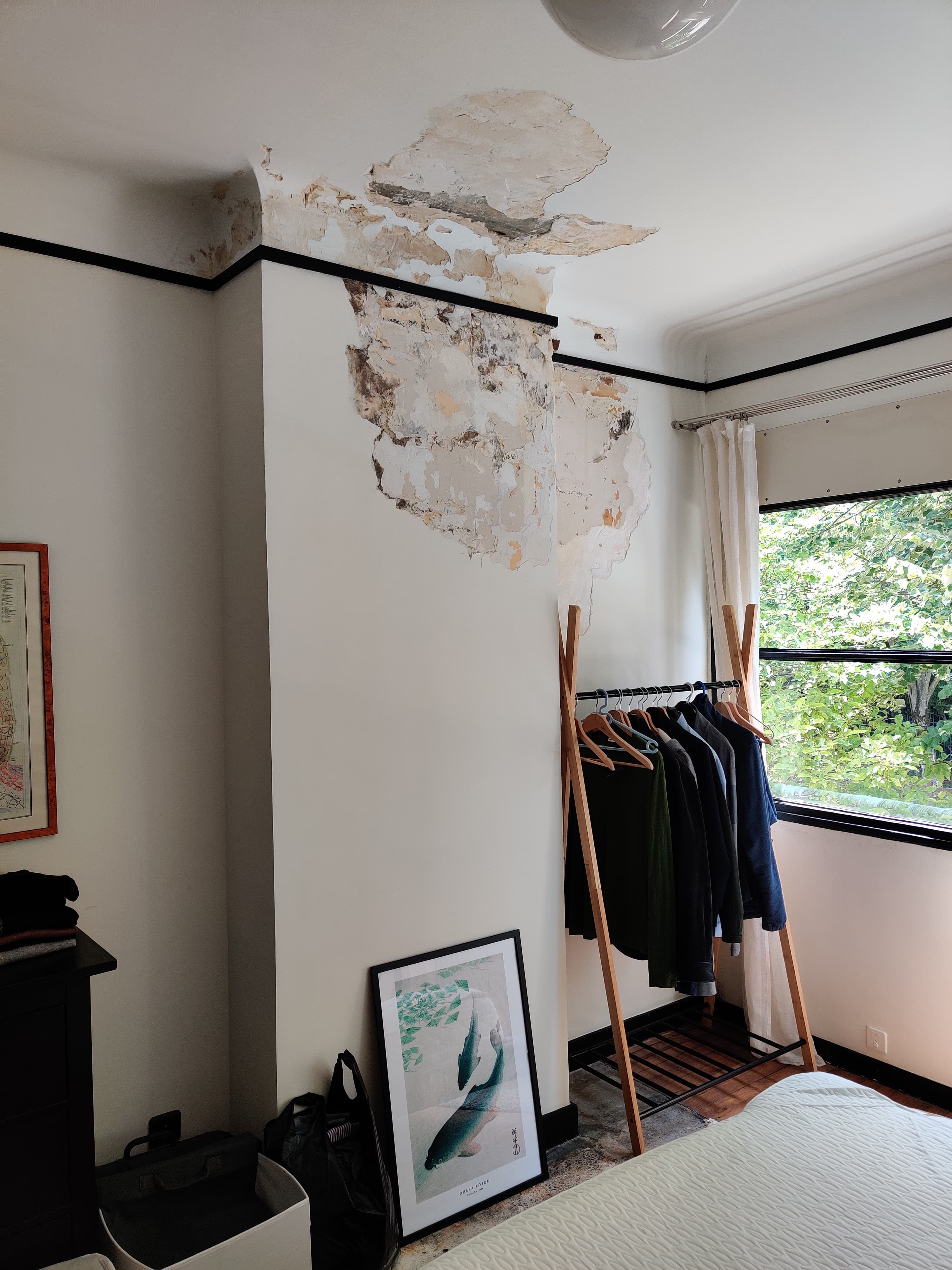 Infiltration d'eau dans la chambre principale — conséquence du toit-terrasse dégradé