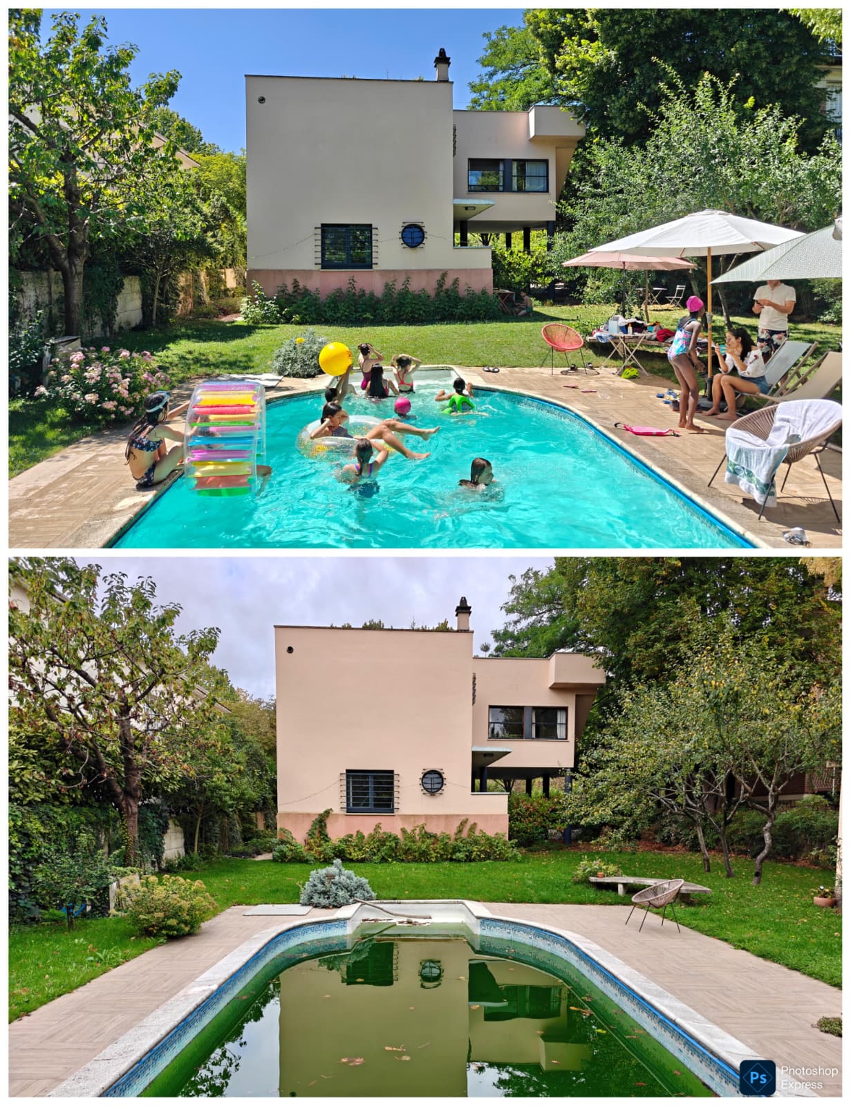 La piscine de la Villa Trapenard — avant et après